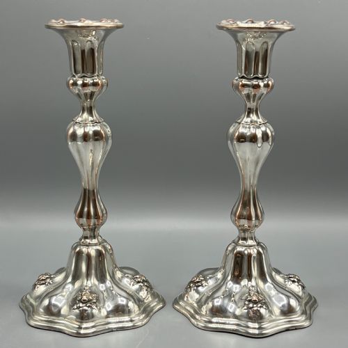 pair art nouveau silver plated candlesticks - CATEGORY: ANTIQUE LIGHTING - DATED 1900