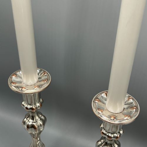 PAIR ART NOUVEAU SILVER PLATED CANDLESTICKS - ADDITIONAL PHOTO 2