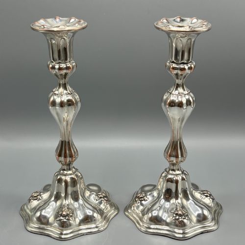 PAIR ART NOUVEAU SILVER PLATED CANDLESTICKS - ADDITIONAL PHOTO 3