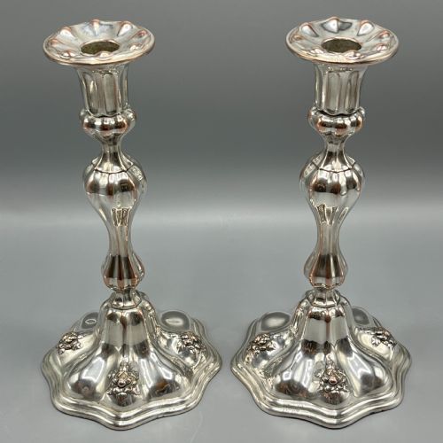 PAIR ART NOUVEAU SILVER PLATED CANDLESTICKS - ADDITIONAL PHOTO 4