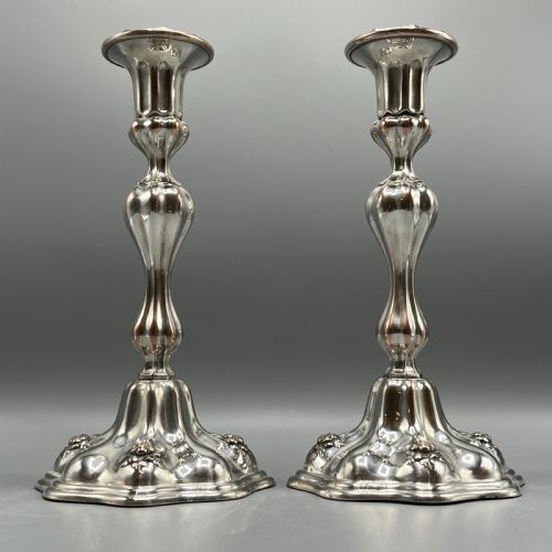 PAIR ART NOUVEAU SILVER PLATED CANDLESTICKS - ADDITIONAL PHOTO 5