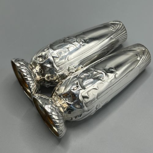PAIR CHRISTOFLE ART NOUVEAU SILVER PLATED HOLLY VASES - ADDITIONAL PHOTO 11