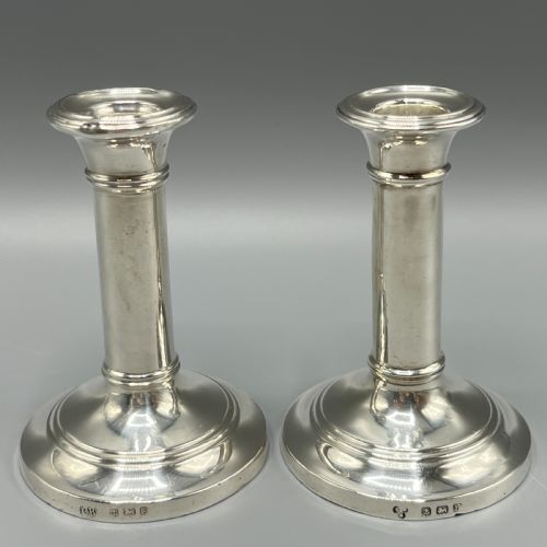 pair edwardian small sterling silver candlesticks - CATEGORY: ANTIQUE SILVER - DATED 1900