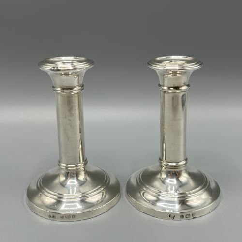 PAIR EDWARDIAN SMALL STERLING SILVER CANDLESTICKS - ADDITIONAL PHOTO 2