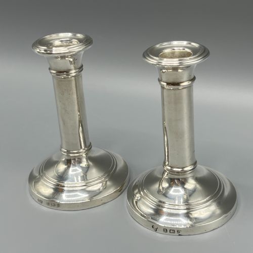 PAIR EDWARDIAN SMALL STERLING SILVER CANDLESTICKS - ADDITIONAL PHOTO 5