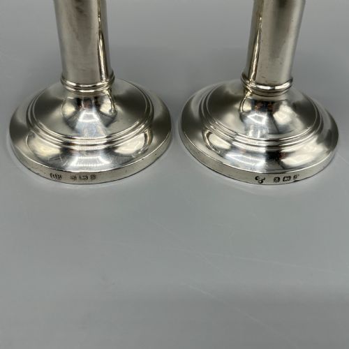 PAIR EDWARDIAN SMALL STERLING SILVER CANDLESTICKS - ADDITIONAL PHOTO 6