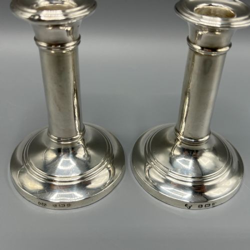 PAIR EDWARDIAN SMALL STERLING SILVER CANDLESTICKS - ADDITIONAL PHOTO 7