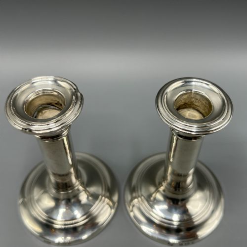 PAIR EDWARDIAN SMALL STERLING SILVER CANDLESTICKS - ADDITIONAL PHOTO 12
