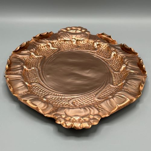 ART NOUVEAU COPPER FLORAL RELIEF DECORATIVE TRAY - ADDITIONAL PHOTO 6