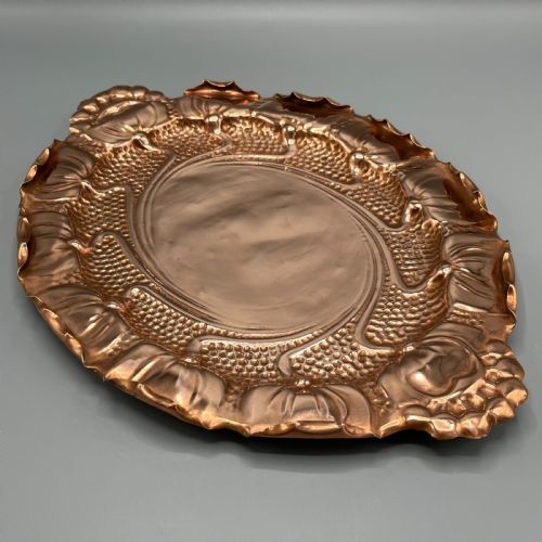 ART NOUVEAU COPPER FLORAL RELIEF DECORATIVE TRAY - ADDITIONAL PHOTO 10