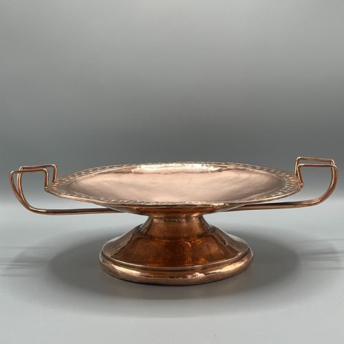 ARTS CRAFTS COPPER PEDESTAL TAZZA CENTREPIECE DISH - ADDITIONAL PHOTO 1