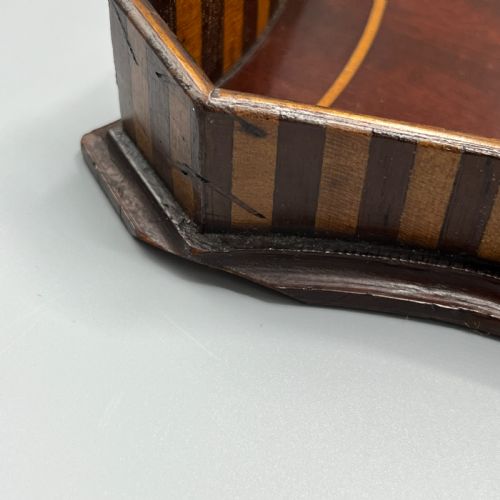 EDWARDIAN MAHOGANY INLAID GALLERY SERVING TRAY - ADDITIONAL PHOTO 8