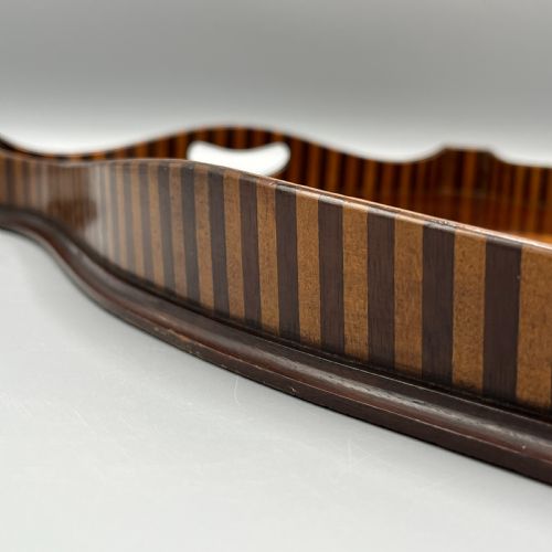 EDWARDIAN MAHOGANY INLAID GALLERY SERVING TRAY - ADDITIONAL PHOTO 14