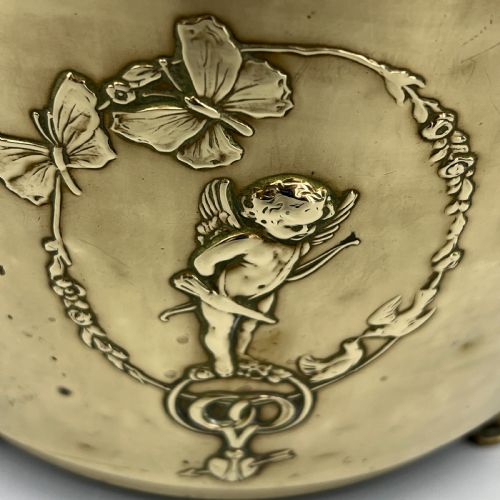 LARGE ART NOUVEAU BRASS PLANTER JARDINIERE - ADDITIONAL PHOTO 2