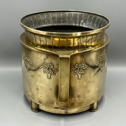 LARGE ART NOUVEAU BRASS PLANTER JARDINIERE - ADDITIONAL PHOTO 4