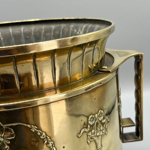 LARGE ART NOUVEAU BRASS PLANTER JARDINIERE - ADDITIONAL PHOTO 12