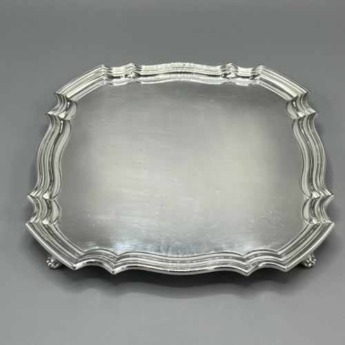 antique silver plated square cocktail salver tray by walker hall - CATEGORY: ANTIQUE SILVER - DATED 1920
