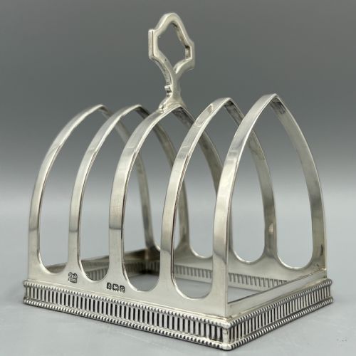 ART DECO SOLID STERLING SILVER TOAST RACK WITH PIERCED DETAIL - ADDITIONAL PHOTO 1