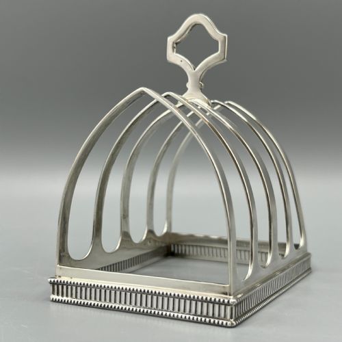 ART DECO SOLID STERLING SILVER TOAST RACK WITH PIERCED DETAIL - ADDITIONAL PHOTO 6