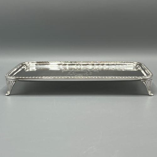 EDWARDIAN RECTANGULAR SALVER TRAY WITH BRIGHT CUT RIBBON DECORATION - ADDITIONAL PHOTO 10