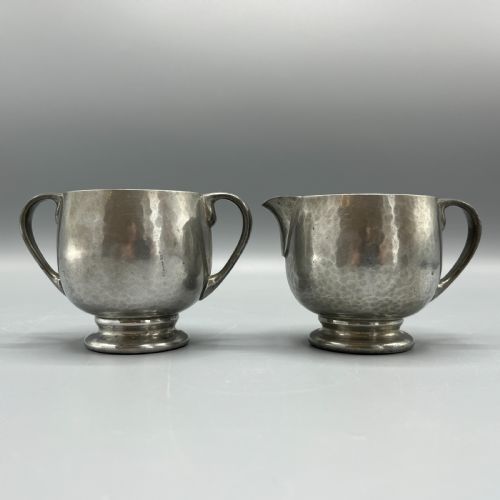 LIBERTY CO TUDRIC PEWTER SUGAR BOWL CREAM JUG TEA SET - ADDITIONAL PHOTO 1