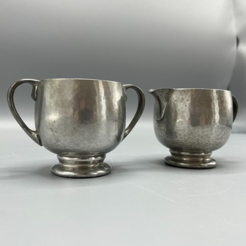LIBERTY CO TUDRIC PEWTER SUGAR BOWL CREAM JUG TEA SET - ADDITIONAL PHOTO 2