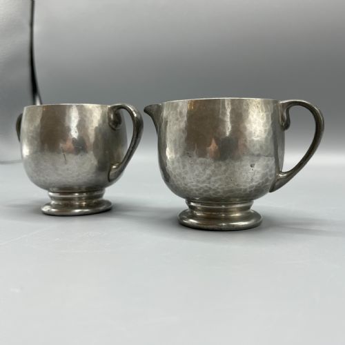 LIBERTY CO TUDRIC PEWTER SUGAR BOWL CREAM JUG TEA SET - ADDITIONAL PHOTO 3