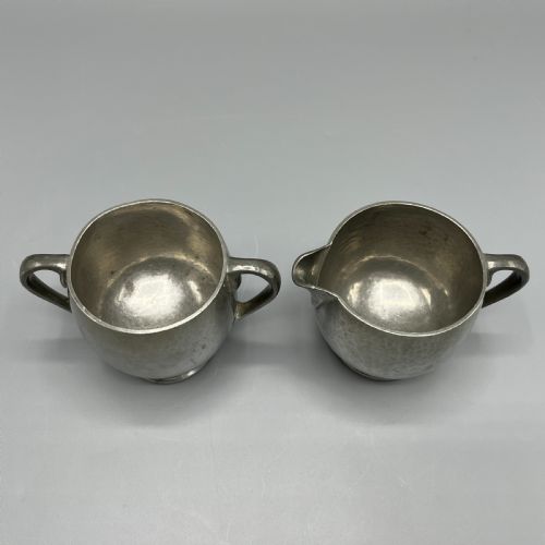 LIBERTY CO TUDRIC PEWTER SUGAR BOWL CREAM JUG TEA SET - ADDITIONAL PHOTO 5