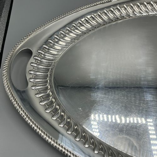 LARGE SILVER PLATED BUTLER SERVING TRAY BY ELKINGTON CO - ADDITIONAL PHOTO 9
