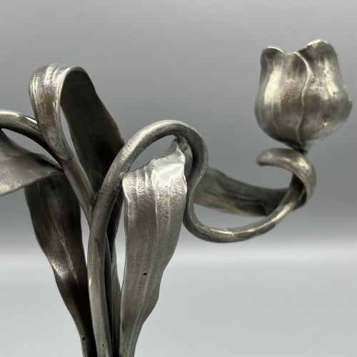 PAIR ART NOUVEAU GERMAN PEWTER CANDELABRAS BY ORIVIT - ADDITIONAL PHOTO 15
