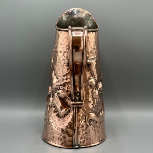 ARTS CRAFTS EMBOSSED COPPER DAFFODIL JUG - ADDITIONAL PHOTO 3