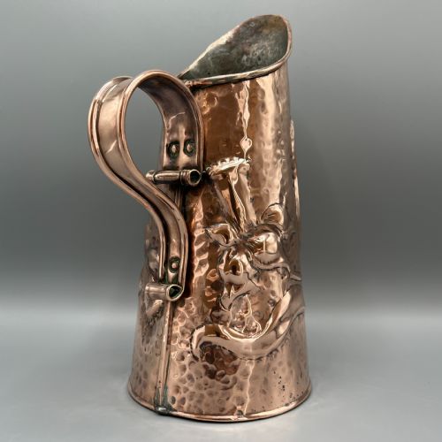 ARTS CRAFTS EMBOSSED COPPER DAFFODIL JUG - ADDITIONAL PHOTO 4