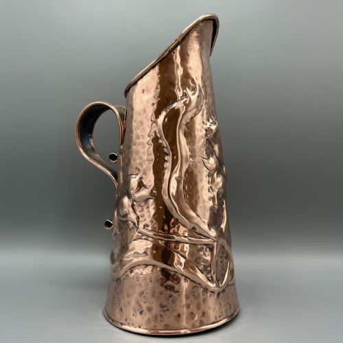 ARTS CRAFTS EMBOSSED COPPER DAFFODIL JUG - ADDITIONAL PHOTO 7