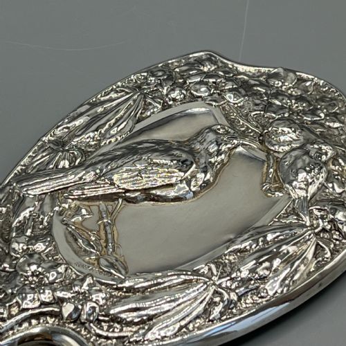ART NOUVEAU STERLING SILVER HAND MIRROR WITH EMBOSSED BIRDS - ADDITIONAL PHOTO 5