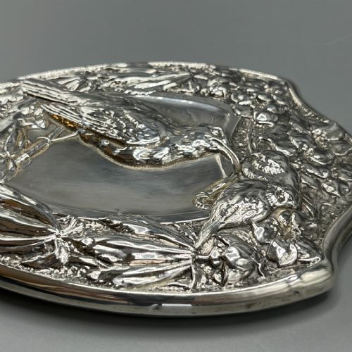 ART NOUVEAU STERLING SILVER HAND MIRROR WITH EMBOSSED BIRDS - ADDITIONAL PHOTO 7