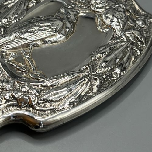 ART NOUVEAU STERLING SILVER HAND MIRROR WITH EMBOSSED BIRDS - ADDITIONAL PHOTO 9