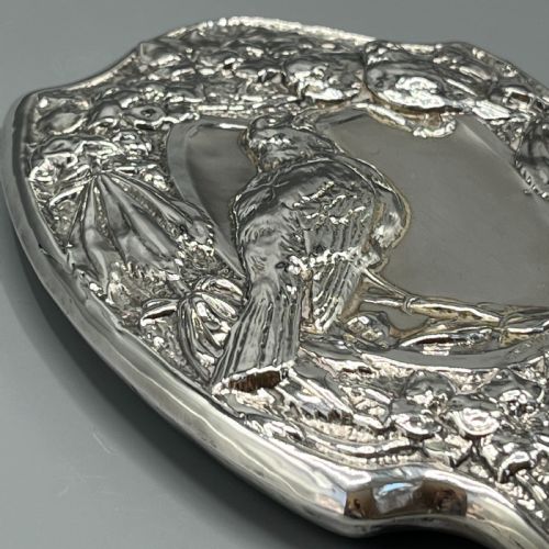 ART NOUVEAU STERLING SILVER HAND MIRROR WITH EMBOSSED BIRDS - ADDITIONAL PHOTO 10