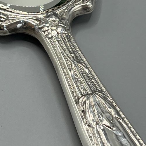 ART NOUVEAU STERLING SILVER HAND MIRROR WITH EMBOSSED BIRDS - ADDITIONAL PHOTO 19