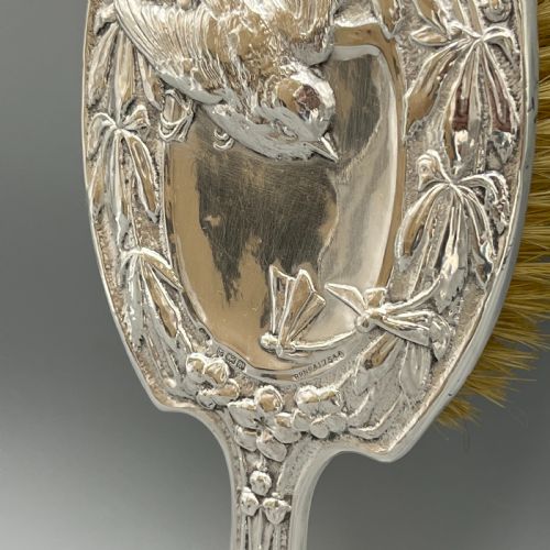 ART NOUVEAU STERLING SILVER HAIR BRUSH WITH EMBOSSED BIRD - ADDITIONAL PHOTO 10