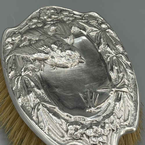 ART NOUVEAU STERLING SILVER HAIR BRUSH WITH EMBOSSED BIRD - ADDITIONAL PHOTO 15