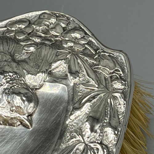 ART NOUVEAU STERLING SILVER HAIR BRUSH WITH EMBOSSED BIRD - ADDITIONAL PHOTO 17
