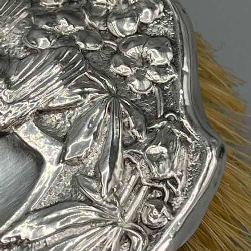 ART NOUVEAU STERLING SILVER HAIR BRUSH WITH EMBOSSED BIRD - ADDITIONAL PHOTO 20