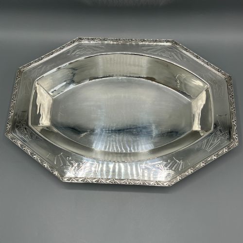FRENCH ART DECO SILVER PLATED BREAD BASKET FRUIT BOWL SERVING DISH C1930 - ADDITIONAL PHOTO 3