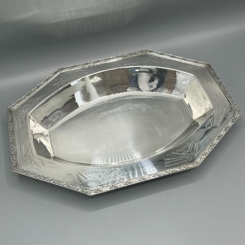 FRENCH ART DECO SILVER PLATED BREAD BASKET FRUIT BOWL SERVING DISH C1930 - ADDITIONAL PHOTO 4
