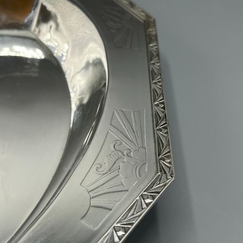 FRENCH ART DECO SILVER PLATED BREAD BASKET FRUIT BOWL SERVING DISH C1930 - ADDITIONAL PHOTO 6