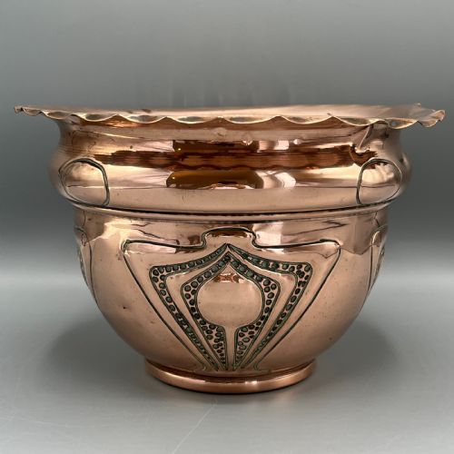 art nouveau copper indoor planter jardiniere - CATEGORY: ANTIQUE METAL - DATED 1900