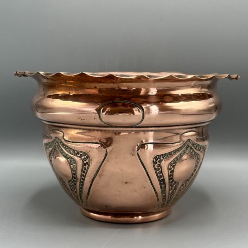 ART NOUVEAU COPPER INDOOR PLANTER JARDINIERE - ADDITIONAL PHOTO 1
