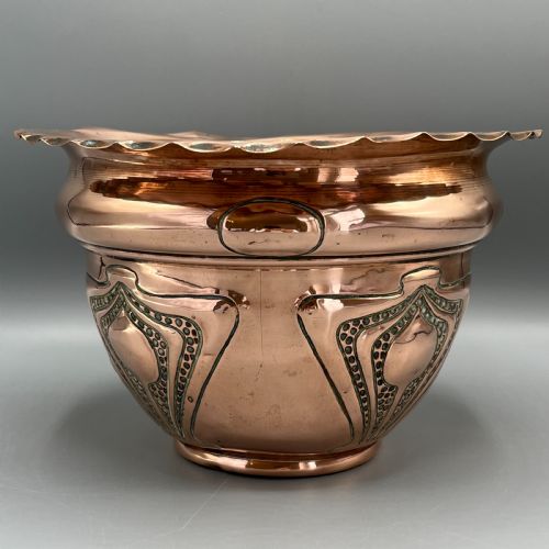 ART NOUVEAU COPPER INDOOR PLANTER JARDINIERE - ADDITIONAL PHOTO 2