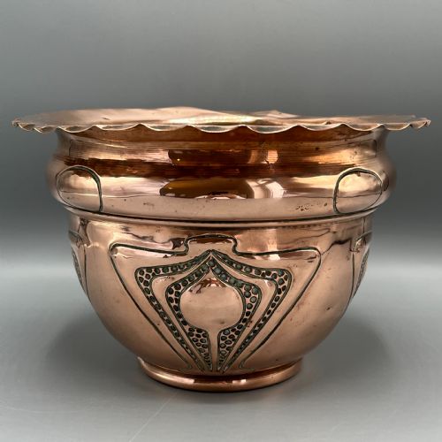 ART NOUVEAU COPPER INDOOR PLANTER JARDINIERE - ADDITIONAL PHOTO 3