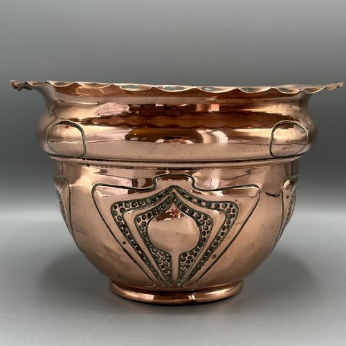 ART NOUVEAU COPPER INDOOR PLANTER JARDINIERE - ADDITIONAL PHOTO 4